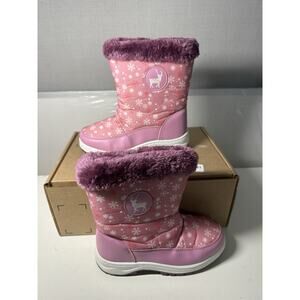 Apakowa Kids Snow Boots Water Resistant Insulated Fur Winter Little Kid Sz 1